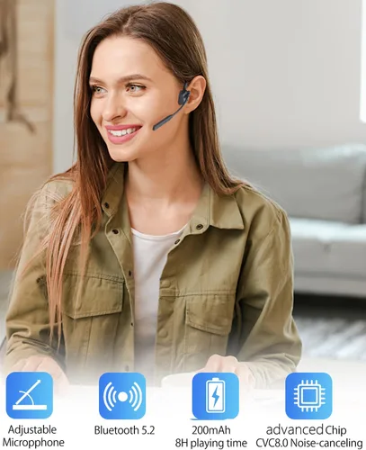 Vista 2 de Auriculares Bluetooth YouthWhisper con micrófono, auriculares de oreja abierta, auriculares inalámbricos Bluetooth 5.2 con auriculares duales CVC8.0