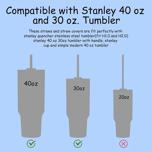 Vista 3 de 6 popotes transparentes de repuesto para vasos Stanley de 40 onzas y 30 onzas, 3 bonitas cubiertas de popote para vasos Stanley con 1 cepillo