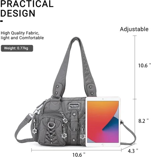 Vista 2 de Angel Kiss Bolso tipo hobo grande para mujer, bolso cruzado de viaje, espacioso y multifuncional de cuero vegano