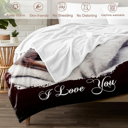 Vista 3 de YESCUSTOM Manta personalizada con texto fotográfico, manta personalizada con mis propias imágenes para Navidad, familia, mamá, papá, perro