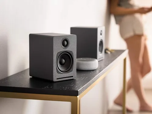 Vista 6 de Audioengine Sistema de música para el hogar A1 Altavoces estéreo Bluetooth aptX para estantería Conexión con cable o inalámbrica, entrada