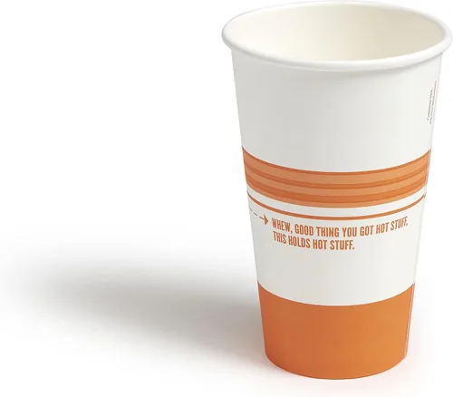 Vista 2 de Staples Perk - Vasos calientes de papel de 16 onzas, 500 unidades de tazas de café desechables a granel para bebidas calientes, blanco/naranja