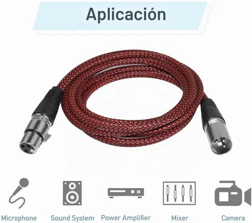 Vista 6 de Cable XLR de 6 pies macho a hembra, cable de micrófono XLR de 3 pines MIC DMX cable de conexión