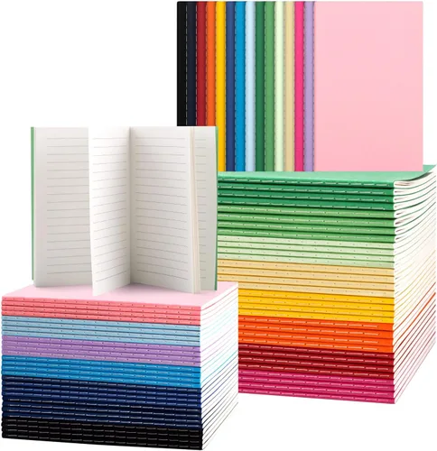 Vista 10 de Paquete de 150 mini cuadernos coloridos de bolsillo en blanco, diarios a granel, cuadernos pequeños de 3.5 x 5.5, 30 hojas/60 páginas, mini