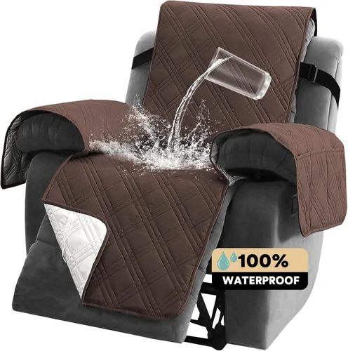 Vista 7 de PrinceDeco - Funda para sofá reclinable 100% impermeable, funda para sofá para sala, protector de muebles resistente al agua con correas elásticas