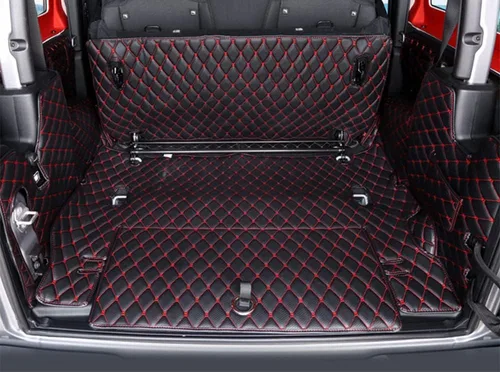 Vista 8 de Alfombrilla para maletero, alfombrilla de respaldo+panel de ambos lados para Jeep Wrangler Rubicon 2018-2021-Actual (4dr con subwoofer) XPE Leather