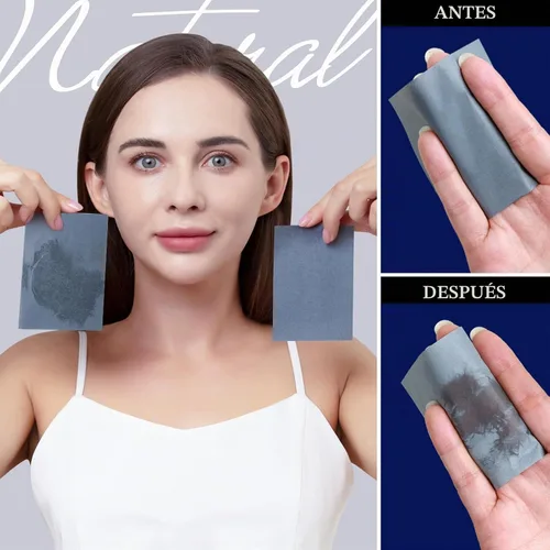 Vista 6 de Teenitor Papel secante de carbón de bambú, 1200 hojas absorbentes de aceite para piel grasa, cara y película de control de aceite