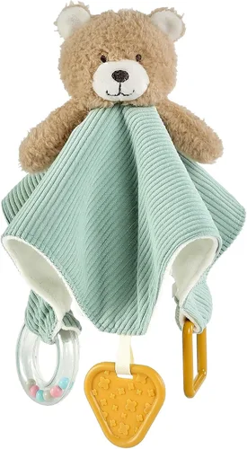 Vista 26 de CREVENT Mantas de bebé suaves y acogedoras para niños y niñas + manta de seguridad, juego con una bolsa de regalo esenciales para recién nacidos Gris