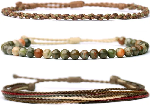 Vista 7 de Pulsera curativa hecha a mano con cuentas de piedra natural, regalo para hombres, pulsera de cuerda ajustable