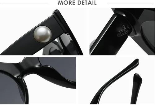 Vista 5 de Melrose Gafas de sol de ojo de gato para mujer, gafas de sol de gran tamaño, perla UV400, gafas de moda para mujer