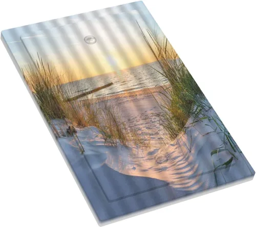 Vista 3 de Placa de pared de 1 cuadrilla, diseño de playa, océano, amanecer, mar, atardecer, cubierta de interruptor de luz en blanco, decorativo, sin