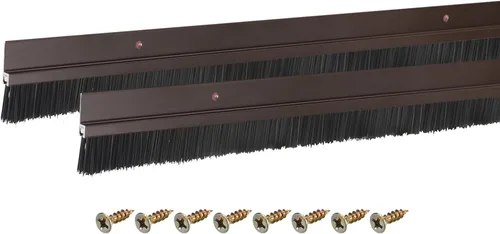Vista 24 de uxcell 2 piezas barredor de cepillo inferior para puerta forma H base de aleación de aluminio con cepillo de nailon de 0.4 pulgadas para hogar