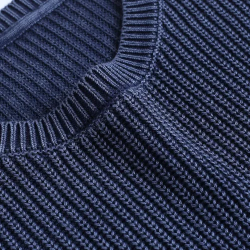 Vista 4 de UD Suéteres de punto acanalado casual con cuello redondo para hombre