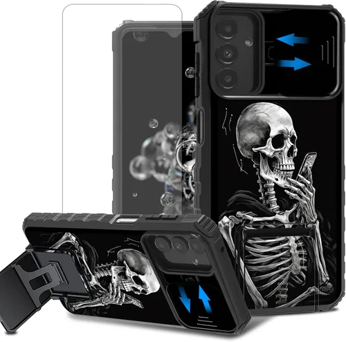 Vista 16 de Funda para teléfono Samsung Galaxy A15 5G con protector de pantalla con cubierta deslizante para cámara y soporte de doble capa híbrida resistente a
