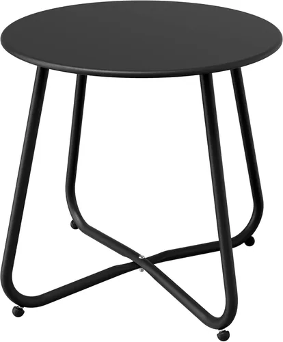 Vista 11 de Grand patio Mesa auxiliar para exteriores con asa, mesa auxiliar pequeña portátil, mesa auxiliar de café redonda de 17 pulgadas dorada Oro con mango