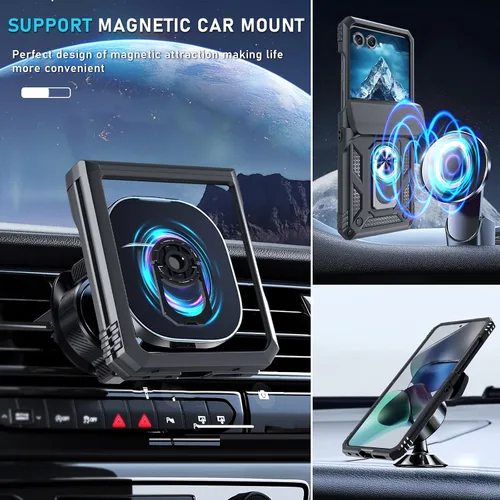 Vista 7 de Janmitta Compatible con Funda para Moto Razr 2024/2025, Funda para Razr+ Plus 2024/2025 con Cordón + Protección de Bisagra + Soporte de Anillo