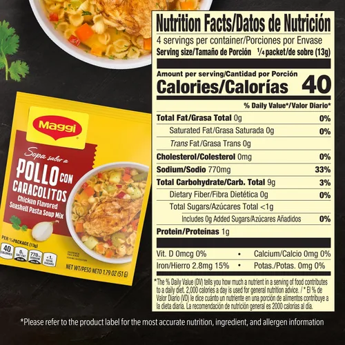 Vista 2 de Maggi Mezcla de sopa de pasta con sabor a pollo, 2.11 onzas, 24