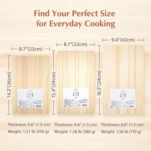 Vista 8 de TIKUSAN Tabla de cortar Hinoki de ciprés natural fabricada en Japón (pequeña 14.2 × 8.7 pulgadas)