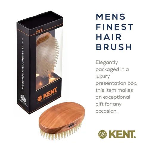 Vista 13 de Kent MC4 - Juego de cepillos para cabello y barba para hombre: cepillo exfoliante natural de cerdas de jabalí, base de madera de cerezo con cerdas