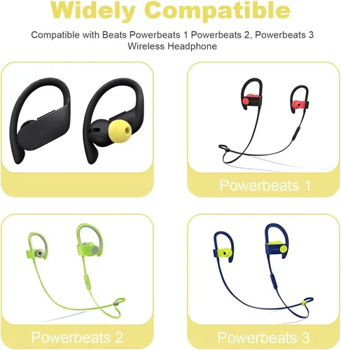 Vista 2 de Puntas de silicona de repuesto para auriculares inalámbricos Powerbeats 1 Powerbeats 2 Powerbeats 3 Beats by dre, 4 pares (amarillo)