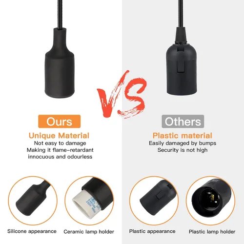 Vista 3 de Enchufe de cable de luz colgante de 15 pies, enchufe de lámpara colgante E26 con interruptor de encendido y apagado, base E27, cable de extensión