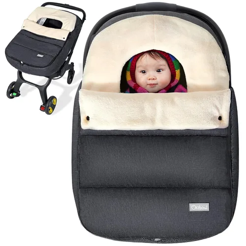 Vista 7 de Fundas de asiento de coche Orzbow para bebés invierno, funda universal para asiento de coche de bebé con cuello ajustable, cubierta impermeable