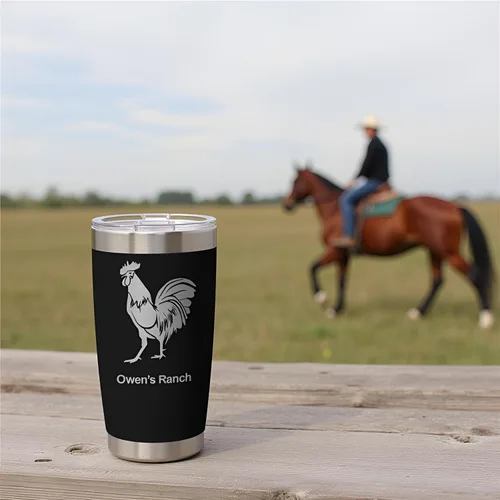 Vista 3 de LaserGram Vaso aislado al vacío de 20 onzas, dragón, grabado personalizado incluido (negro)