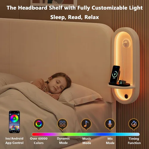 Vista 5 de Base de cama individual con cajones de almacenamiento y cabecera tapizada con estante lateral, marco de cama de terciopelo con luces LED, puerto USB