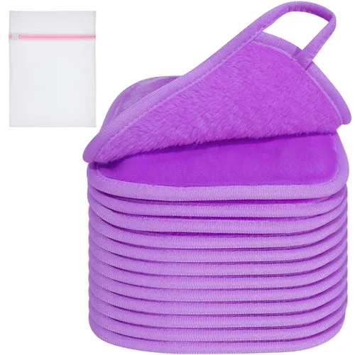 Vista 12 de KODAMO Paño removedor de maquillaje, almohadillas removedoras de maquillaje reutilizables, lavables con bolsa de malla, paños de microfibra para Azul
