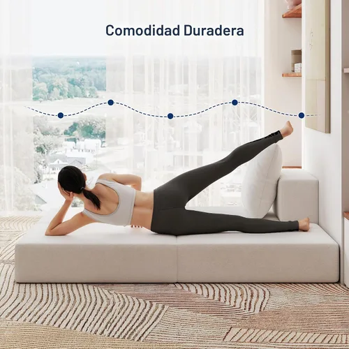 Vista 4 de Living&Giving Sofá seccional en forma de nube para sala de estar, sofá modular sin huesos con 1 otomano, el asiento central se puede combinar