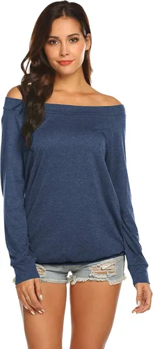 Vista 2 de Halife - Blusa de manga larga con hombros descubiertos y cuello bote para mujer