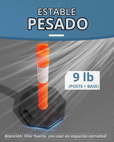 Vista 4 de BATTIFE - Postes de delineador de conos de tráfico de 45 pulgadas con base, color naranja, 3