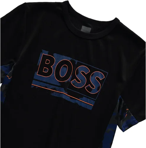 Vista 3 de Rash Guard - Camiseta de natación de manga corta con protección solar UV para niños Jefe/Negro/Multi