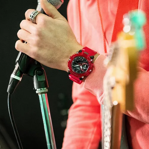 Vista 8 de G-Shock GA2200SKL-4A - Reloj serie esqueleto con ondas de sonido, color rojo, Transparente Rojo, talla única