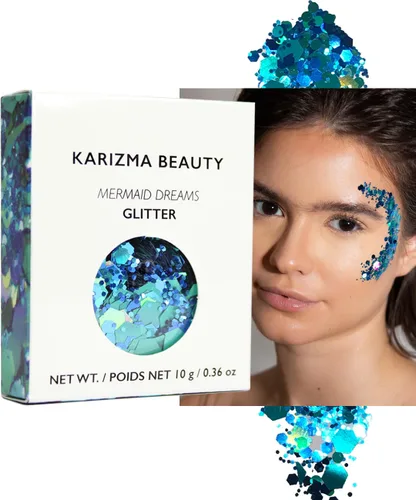 Vista 15 de KARIZMA 24K Gold Purpurina holográfica dorada Purpurina gruesa de 0.35 onzas para la cara, el cabello, los ojos y el cuerpo, para mujer. Purpurina