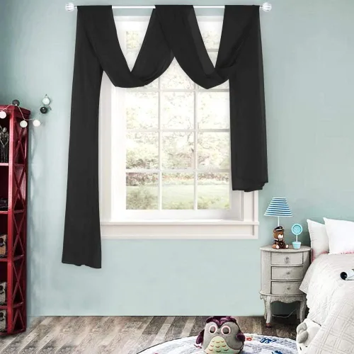 Vista 19 de HUTO Cenefa de gasa suave para ventana, color beige, para habitación de niñas, toldo de cama, 1 panel de 52 x 144 pulgadas de largo
