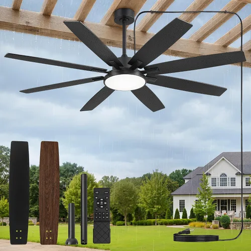 Vista 14 de Ventilador de techo al aire libre de 42" con luz remota IP65 impermeable ventilador de techo RGB