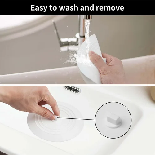 Vista 4 de Vaincre 2 piezas de tapón de drenaje de bañera - 5" de silicona para cocina y baño, tapón de agua para cabello y ducha, tapón de drenaje de bañera