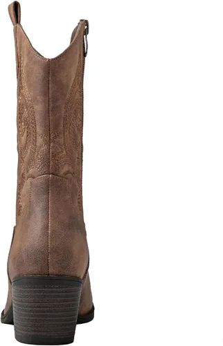Vista 5 de GLOBALWIN Women's Mid Calf The Western Cowgirl Boots Fashion Cowboy Boots For Women Chunky Low Heel