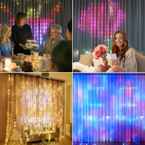 Vista 8 de AKEPO Luces LED inteligentes programables para colgar en ventana, IP65 400 RGB LED APP Control DIY texto y patrón de luces de hadas para propuestas