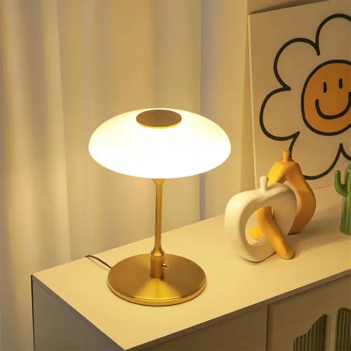 Vista 4 de Lámpara de mesa moderna de metal y vidrio, lámpara de mesa decorativa, lámpara de mesa para sala de estar, dormitorio, sala de estudio, 12.6 x 16.5