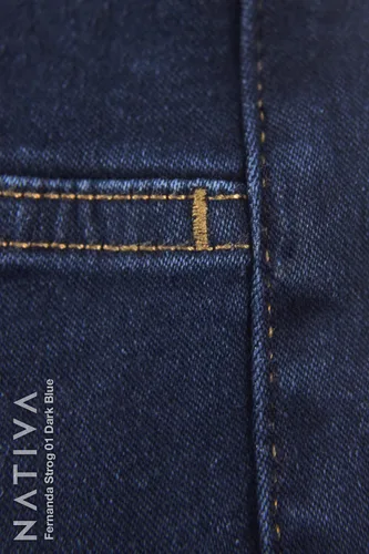 Vista 7 de Nativa Pantalones de mezclilla de tiro alto para mujer, tela de mezclilla de piel de durazno, pierna recta, ajuste elástico Fernanda, fuerte, ultra