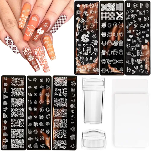 Vista 8 de JUNEBRUSHS 10 unidades de placas de estampado de uñas de Navidad con placas