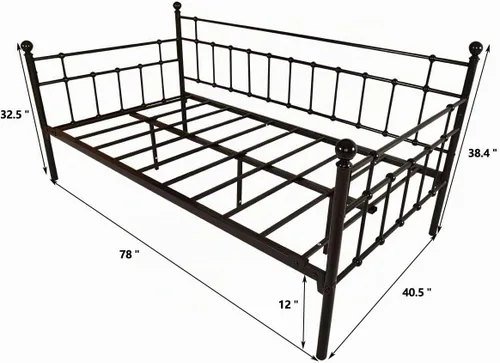 Vista 2 de HOMERECOMMEND - Marco metálico para sofá cama con base de plataforma en láminas de acero, base de repuesto para sofá cama infantil en sala y Negro
