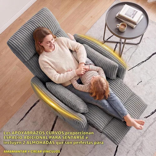 Vista 6 de Flamaker Silla reclinable giratoria, silla mecedora para cuarto de bebé Gris
