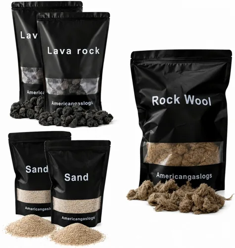 Vista 11 de Lana de roca + Piedra lave + Vermiculita para leña de gas (para chimenea de 18-24 pulgadas)
