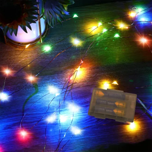 Vista 9 de RUICHEN Guirnalda de 50 luces LED de alambre de cobre de 16 pies, funciona con pilas, para Navidad, Halloween, fiestas, bodas, centros de mesa