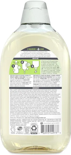 Vista 2 de Seventh Generation Detergente para ropa ultra concentrado aroma limpio, paquete de 2 unidades, 132 cargas, transparente, Power Plus, 23.1 onzas