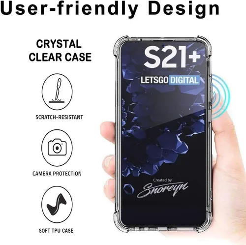 Vista 3 de Funda transparente para Samsung Galaxy S21 Plus (S30 Plus) 5G, funda protectora de TPU flexible a prueba de golpes, protección contra caídas