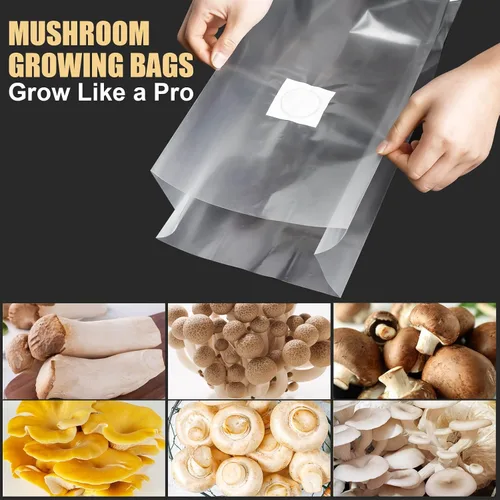 Vista 7 de Bolsas de desove de hongos, 20 bolsas grandes extra gruesas de 6 mil, bolsas de cultivo de hongos de 8 x 5 x 20 pulgadas, bolsa sellable de sustrato